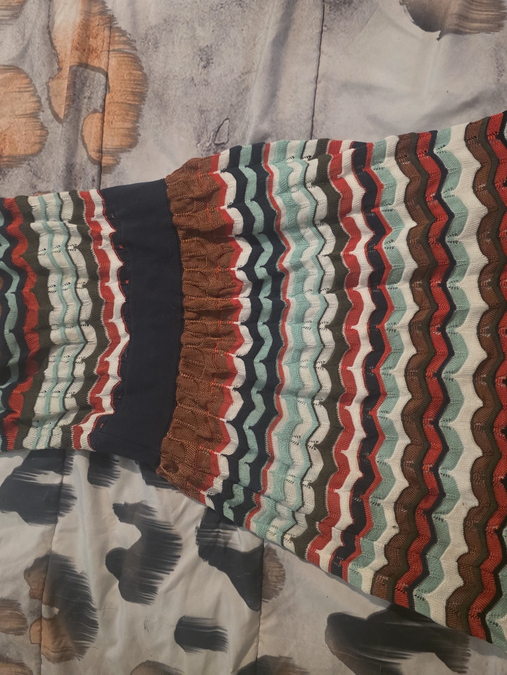 Missoni Multicolor Zigzag Knit Dress in Teal, Rust, Navy, Cream